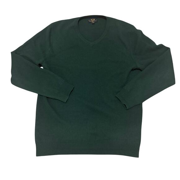 Club Room Cashmere Dark Forest Green Sweater Men Large Fall Luxury Soft Preppy - Picture 1 of 5